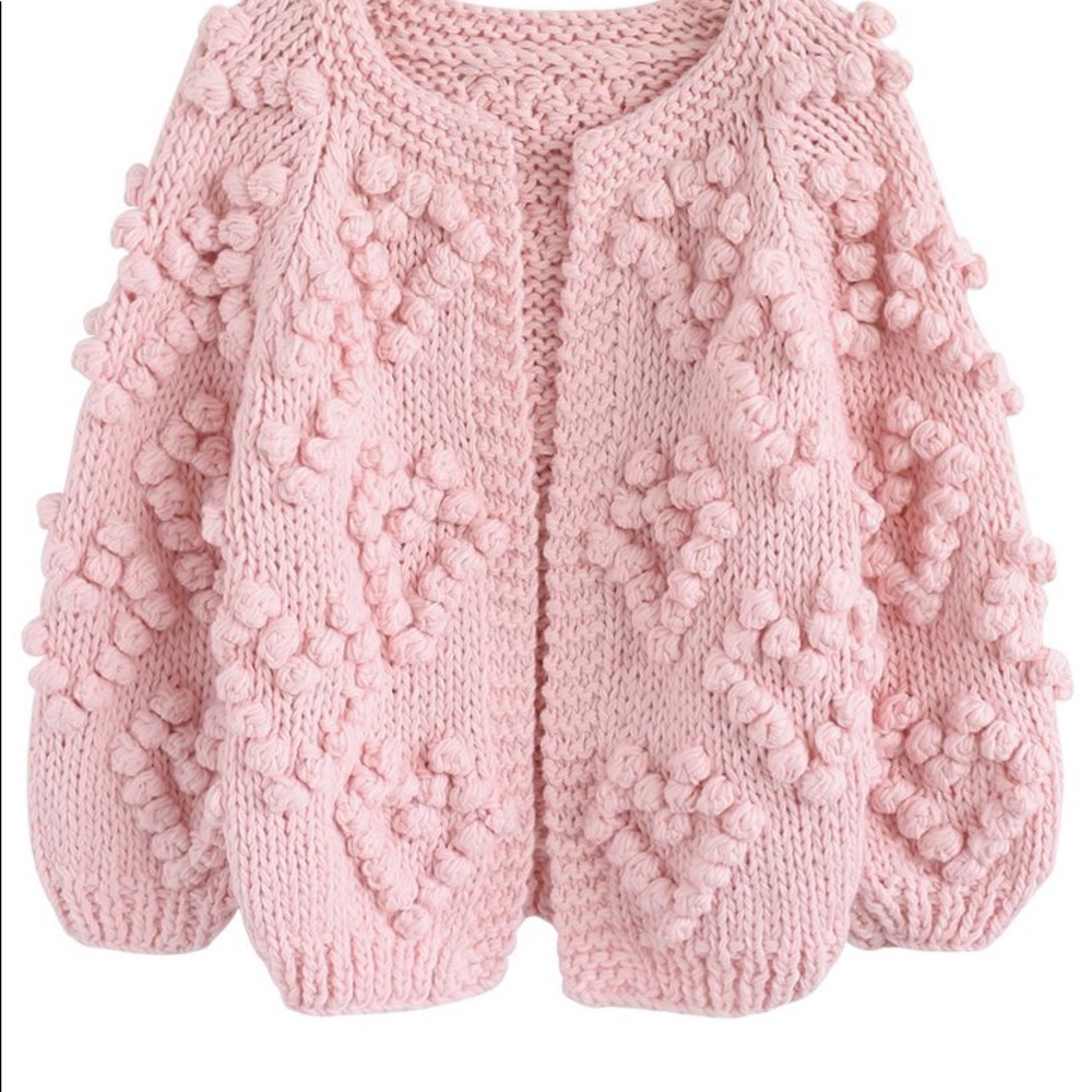 KNIT YOUR LOVE CARDIGAN IN PINK